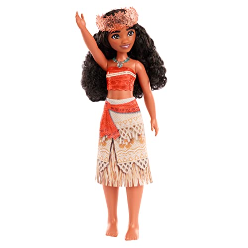 Mattel Disney Princess Moana Fashion Doll, Sparkling Look with Brown Hair, Brown Eyes & Hair Accessory