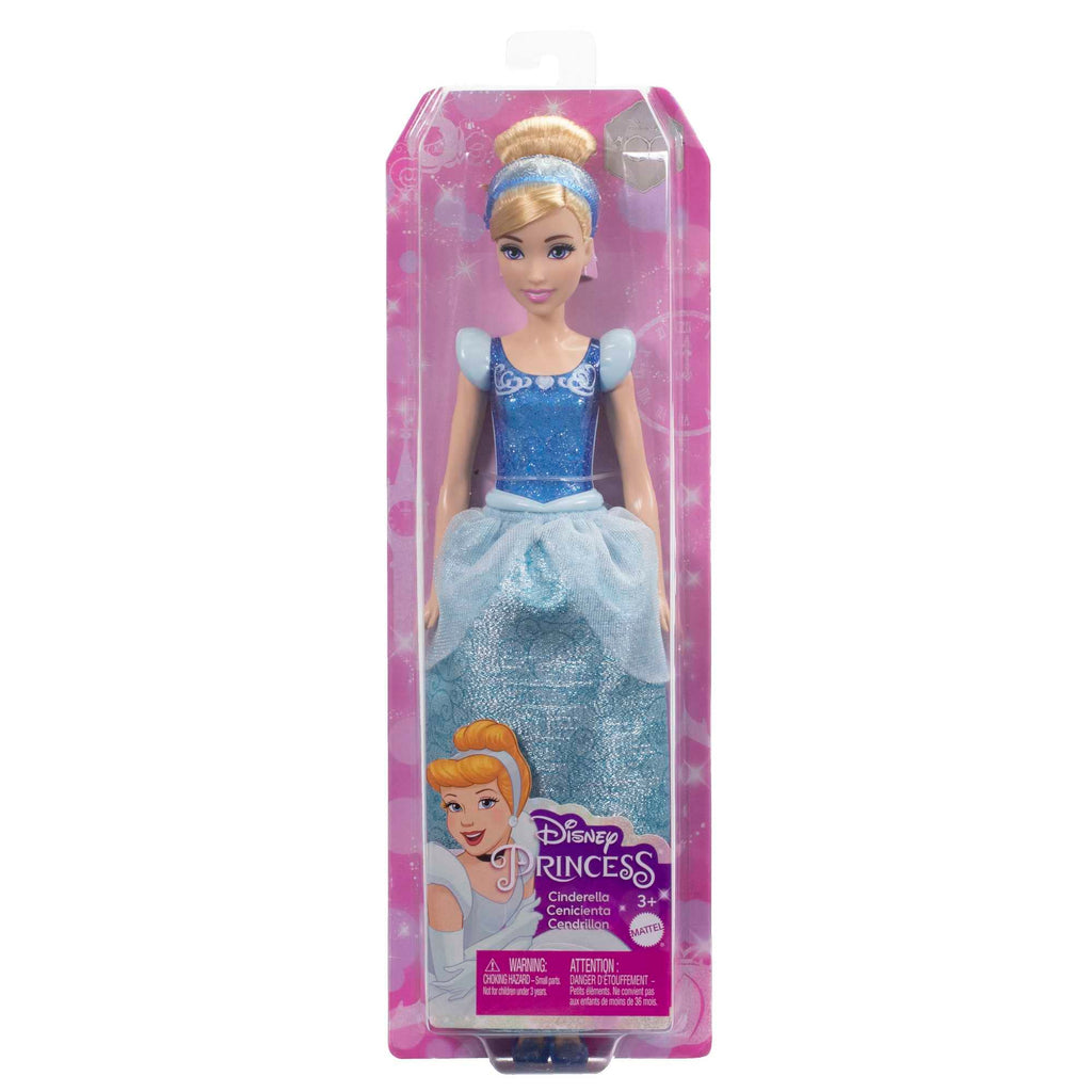Mattel Disney Princess Cinderella Fashion Doll, Sparkling Look with Blonde Hair, Blue Eyes & Hair Accessory