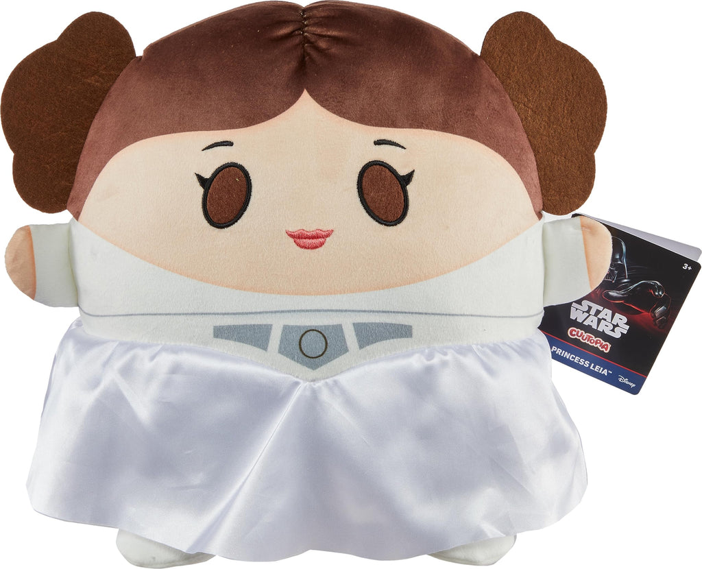 Star Wars Cuutopia Plush Princess Leia, Soft Rounded Pillow Doll, Collectible Toy Gift Inspired by the Fan-Favorite Character, 10-inch