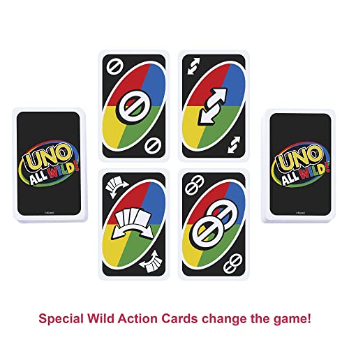 UNO All Wild Card Game with 112 Cards, Gift for Kid, Family & Adult Game Night for Players 7 Years & Older