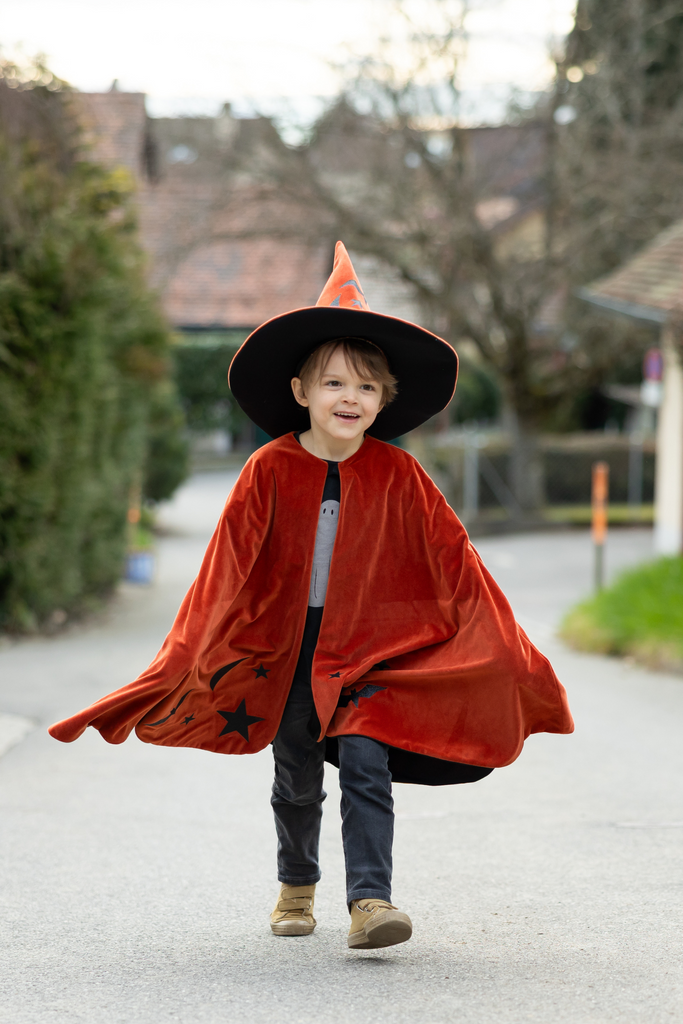 Enchanting Autumn Embers Wizard Cape & Hat Set for Magical Playtime Adventures