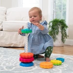 Fat Brain Toys SpinAgain, Baby Stacking & Spinning Toys for Toddlers Ages 1+