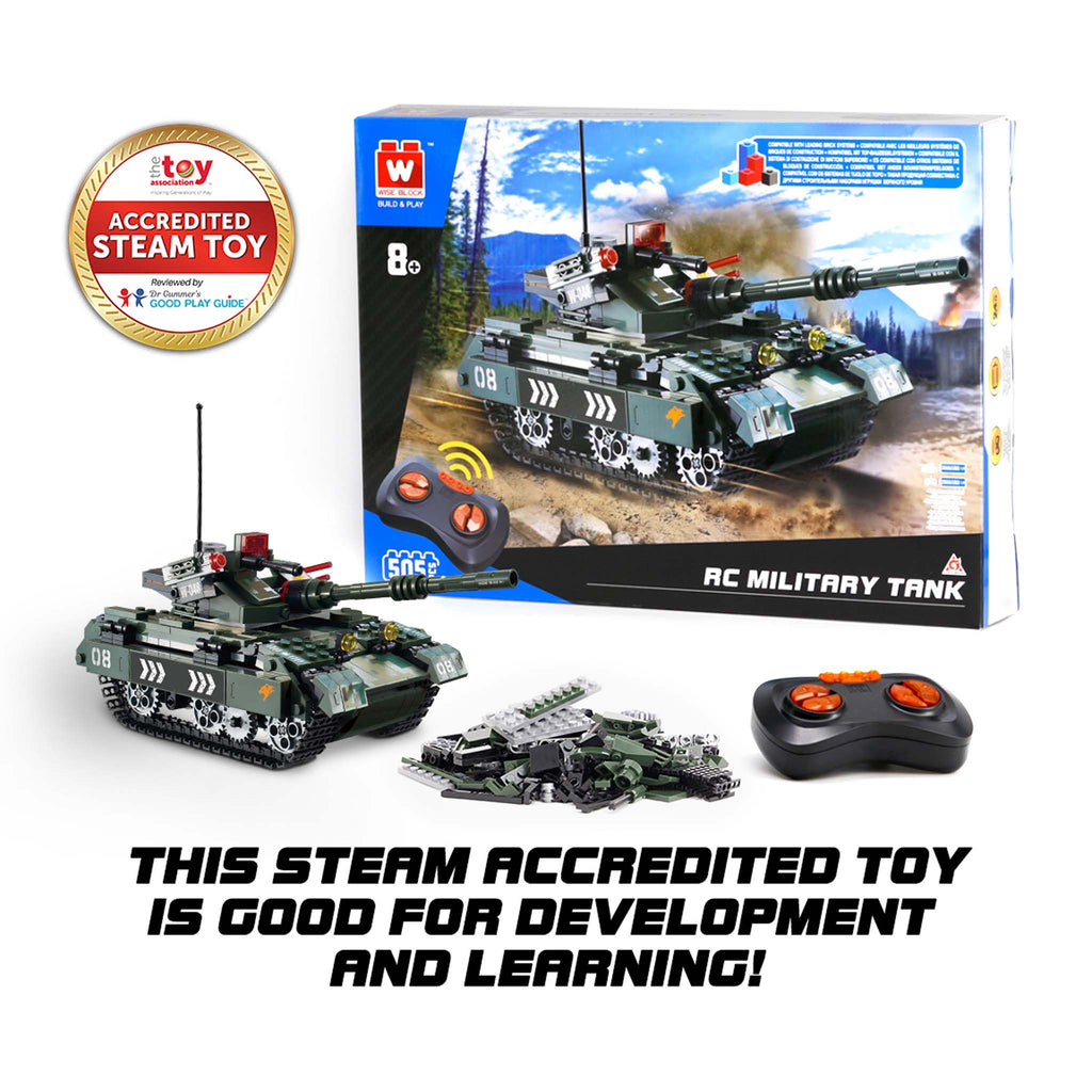 Wise Block RC Military Tank STEM Building Kit for Kids 8+ Years