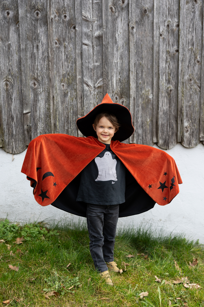 Enchanting Autumn Embers Wizard Cape & Hat Set for Magical Playtime Adventures