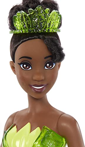 Mattel Disney Princess Tiana Fashion Doll, Sparkling Look with Brown Hair, Brown Eyes & Tiara Accessory