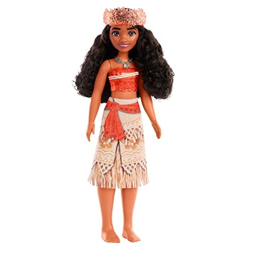 Mattel Disney Princess Moana Fashion Doll, Sparkling Look with Brown Hair, Brown Eyes & Hair Accessory