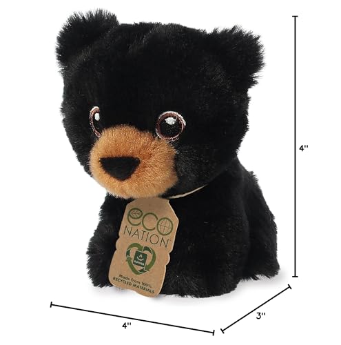 Aurora® Eco-Friendly Eco Nation™ Mini Black Bear Stuffed Animal - Environmental Consciousness - Recycled Materials - Black 5 Inches