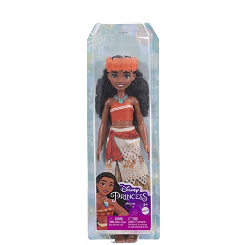 Mattel Disney Princess Moana Fashion Doll, Sparkling Look with Brown Hair, Brown Eyes & Hair Accessory