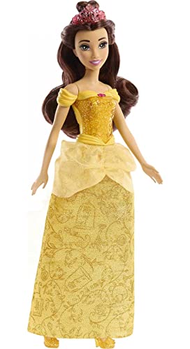 Mattel Disney Princess Belle Fashion Doll, Sparkling Look with Brown Hair, Brown Eyes & Tiara Accessory