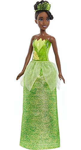 Mattel Disney Princess Tiana Fashion Doll, Sparkling Look with Brown Hair, Brown Eyes & Tiara Accessory