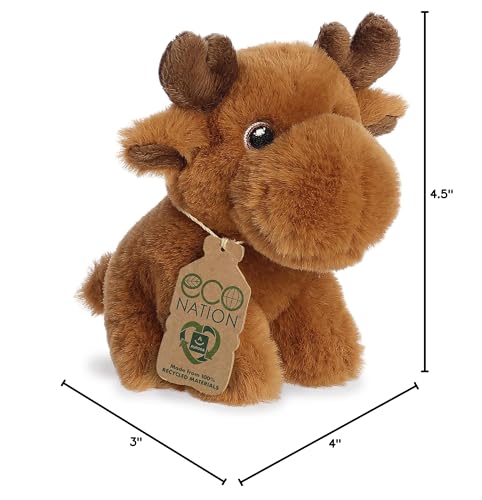 Aurora® Eco-Friendly Eco Nation™ Mini Moose Stuffed Animal - Environmental Consciousness - Recycled Materials - Brown 5 Inches