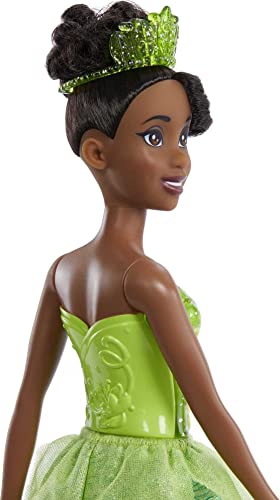 Mattel Disney Princess Tiana Fashion Doll, Sparkling Look with Brown Hair, Brown Eyes & Tiara Accessory