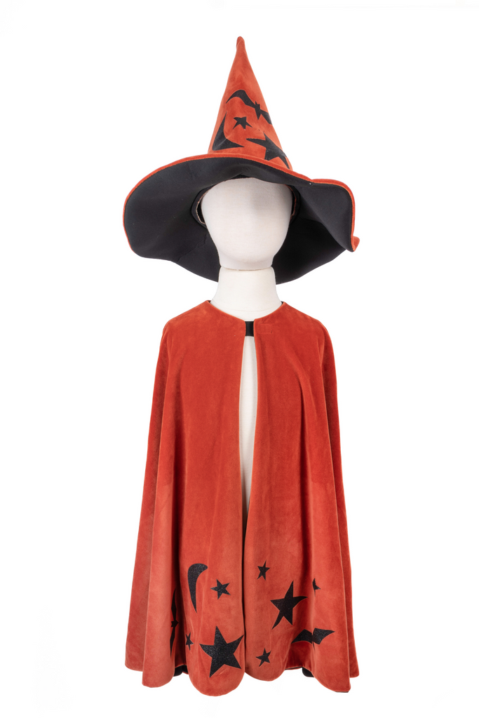 Enchanting Autumn Embers Wizard Cape & Hat Set for Magical Playtime Adventures