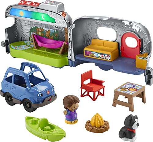 Fisher-Price Little People Toddler Toy Light-Up Learning Camper Playset with Smart Stages, Figures & Accessories for Pretend Play Ages 1+ Years