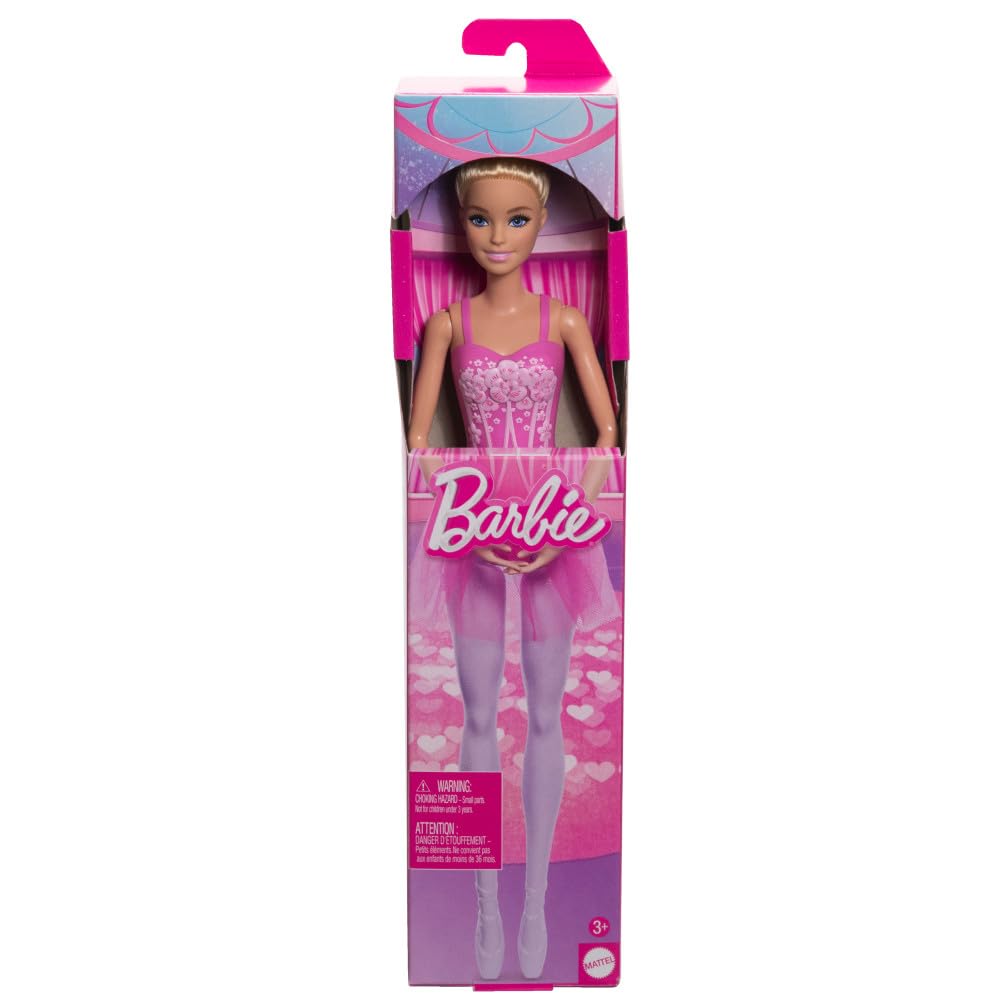 Barbie Ballerina Doll Blonde Fashion Doll in Purple Extendable Tutu with Ballet Arms and Ballerina Pointed Shoes HRG34