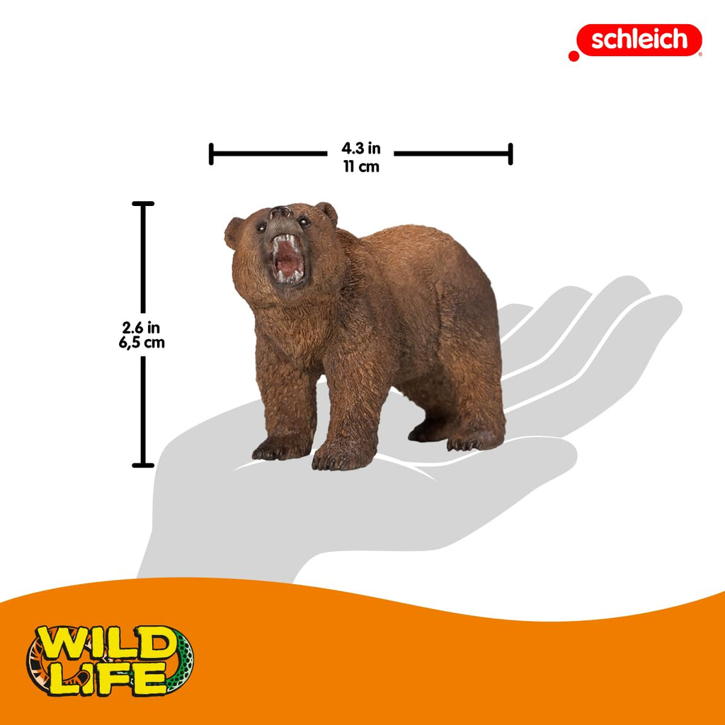 Schleich Wild Life Realistic Grizzly Bear Figurine - Hand-Painted and Detailed Animal Figure for Kids, Perfect Toy for Fun and Imaginative Adventures, Gift for Boys and Girls Ages 3+ , 2.6 inch