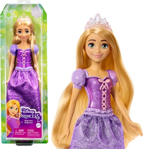 Mattel Disney Princess Rapunzel Fashion Doll, Sparkling Look with Blonde Hair, Blue Eyes & Tiara Accessory