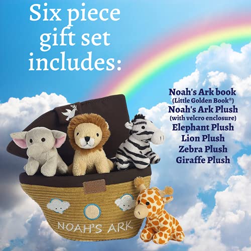 ebba Noah's Ark Plush 6 Piece Gift Set, Little Golden Book® Noah's Ark Book, Plush Noah's Ark 5-Piece Set, 8 inches