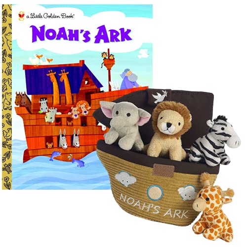 ebba Noah's Ark Plush 6 Piece Gift Set, Little Golden Book® Noah's Ark Book, Plush Noah's Ark 5-Piece Set, 8 inches