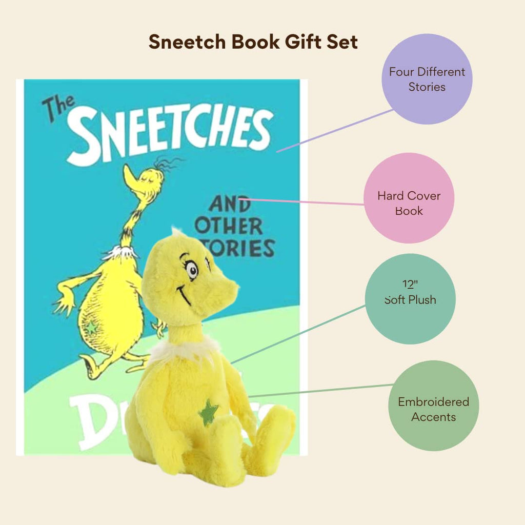 Aurora Dr. Seuss Gift Set Collection (The Sneetches) - 12" Plush Star Belly Sneetch and Hardcover Book - 4 Classic Stories for Kids