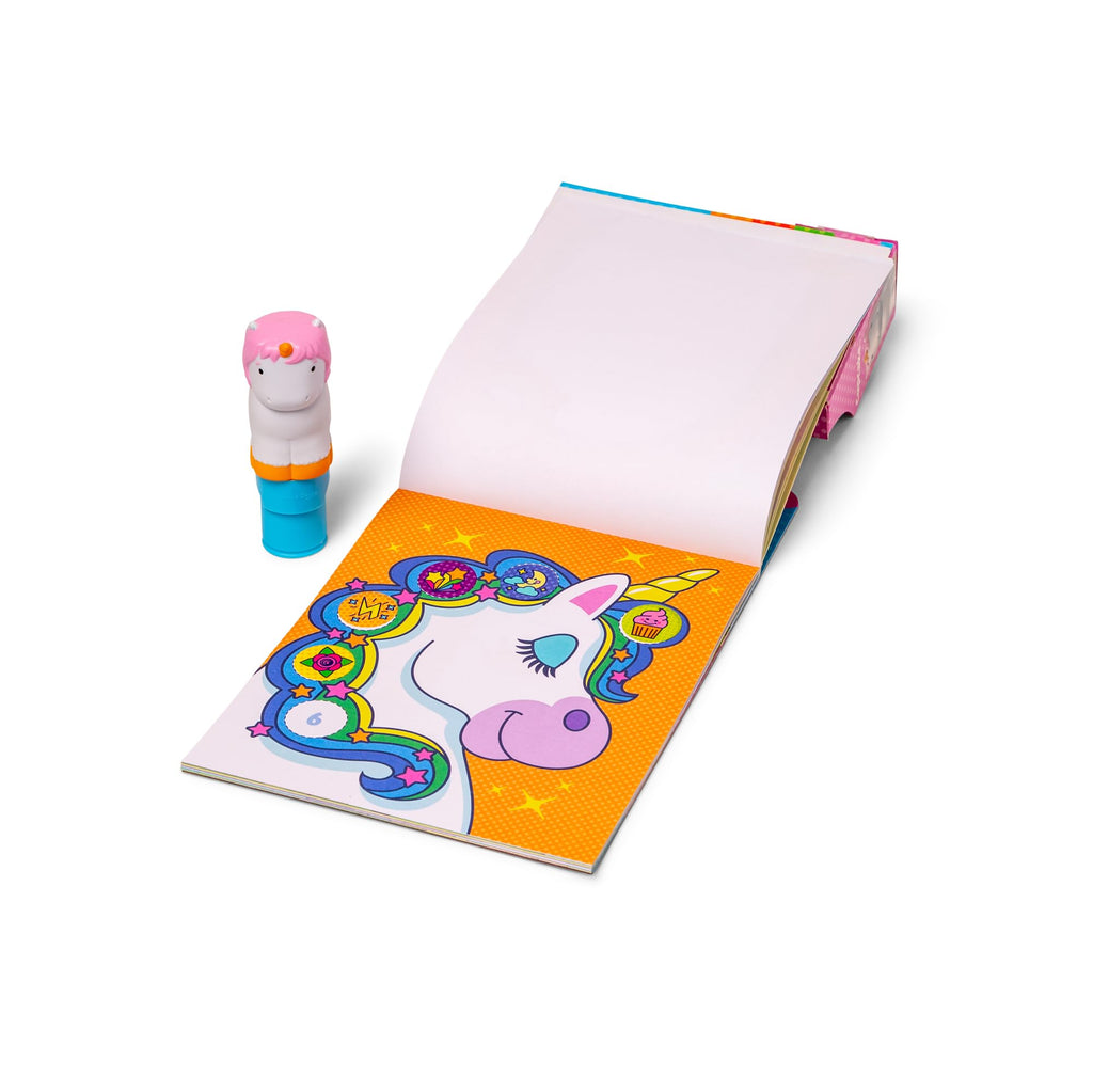 Melissa & Doug Sticker Wow!™ 24-Page Activity Pad and Sticker Stamper, 300 Stickers, Arts and Crafts Fidget Toy Collectible Character – Unicorn Creative Play Travel Toy for Girls and Boys 3+