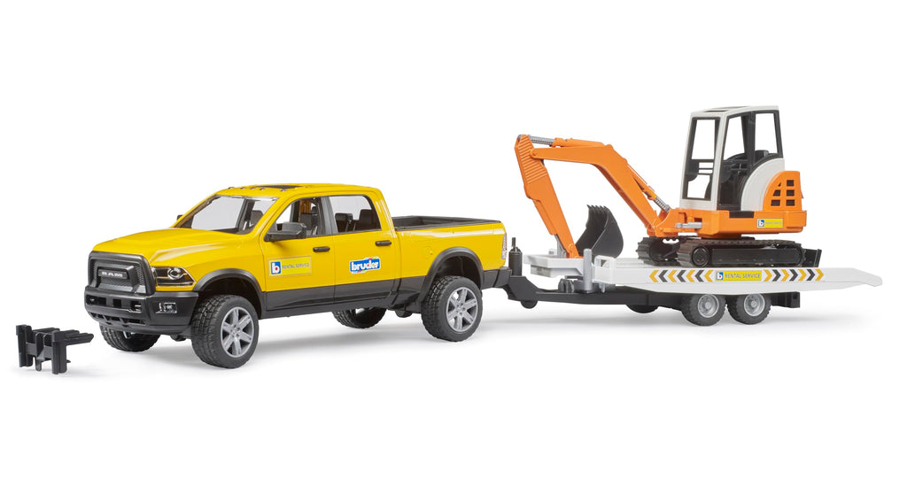 Bruder Ram Rental Service with Trailer and Mini Excavator
