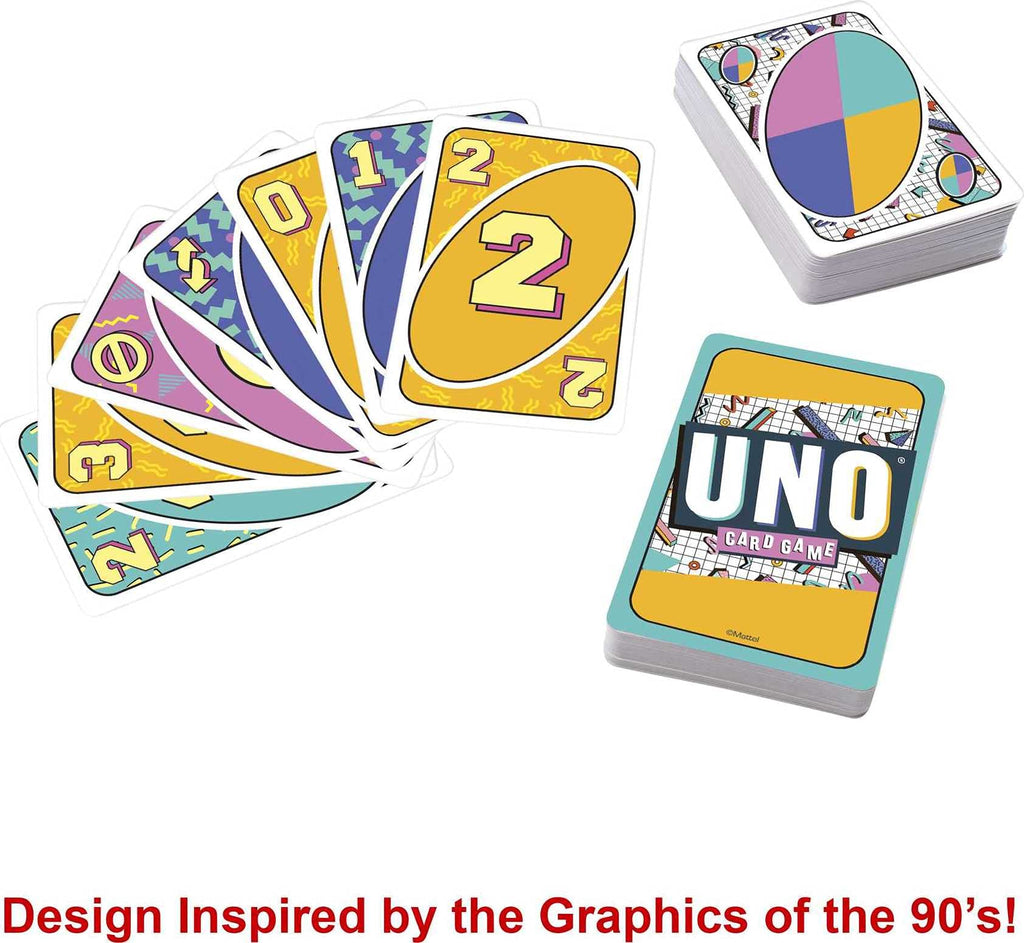 Mattel Games UNO Iconic Series 1990s Matching Card Game Featuring Decade-Themed Design, 112 Cards for Collectors, Teen & Adult Game Night, Ages 7 Years & Older