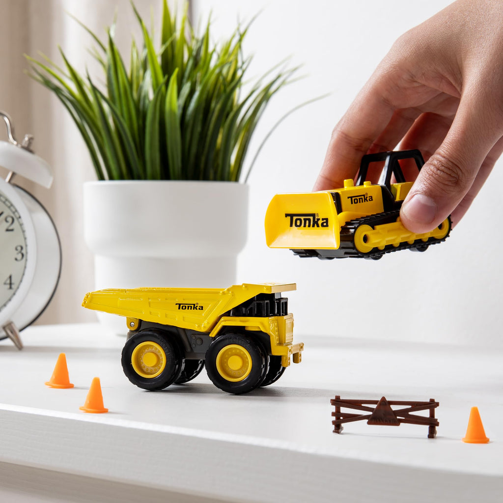 Mini Tonka Metal Movers Dump Truck and Bulldozer set