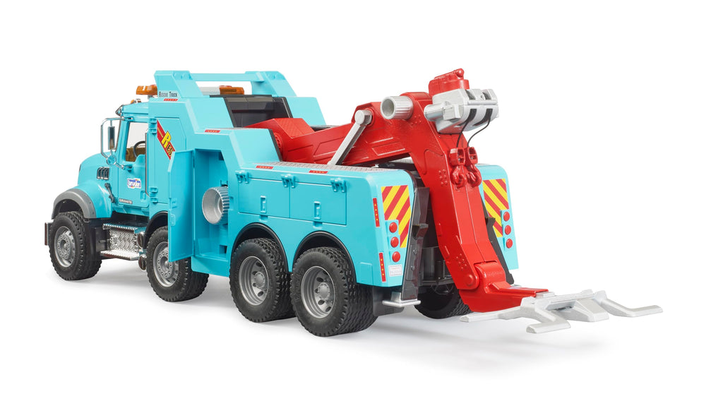 Bruder Mack Granite Heavy Rescue Wrecker Tow Truck with Light & Sound Module | Realistic Recovery Vehicle Toy for Indoor & Outdoor Play