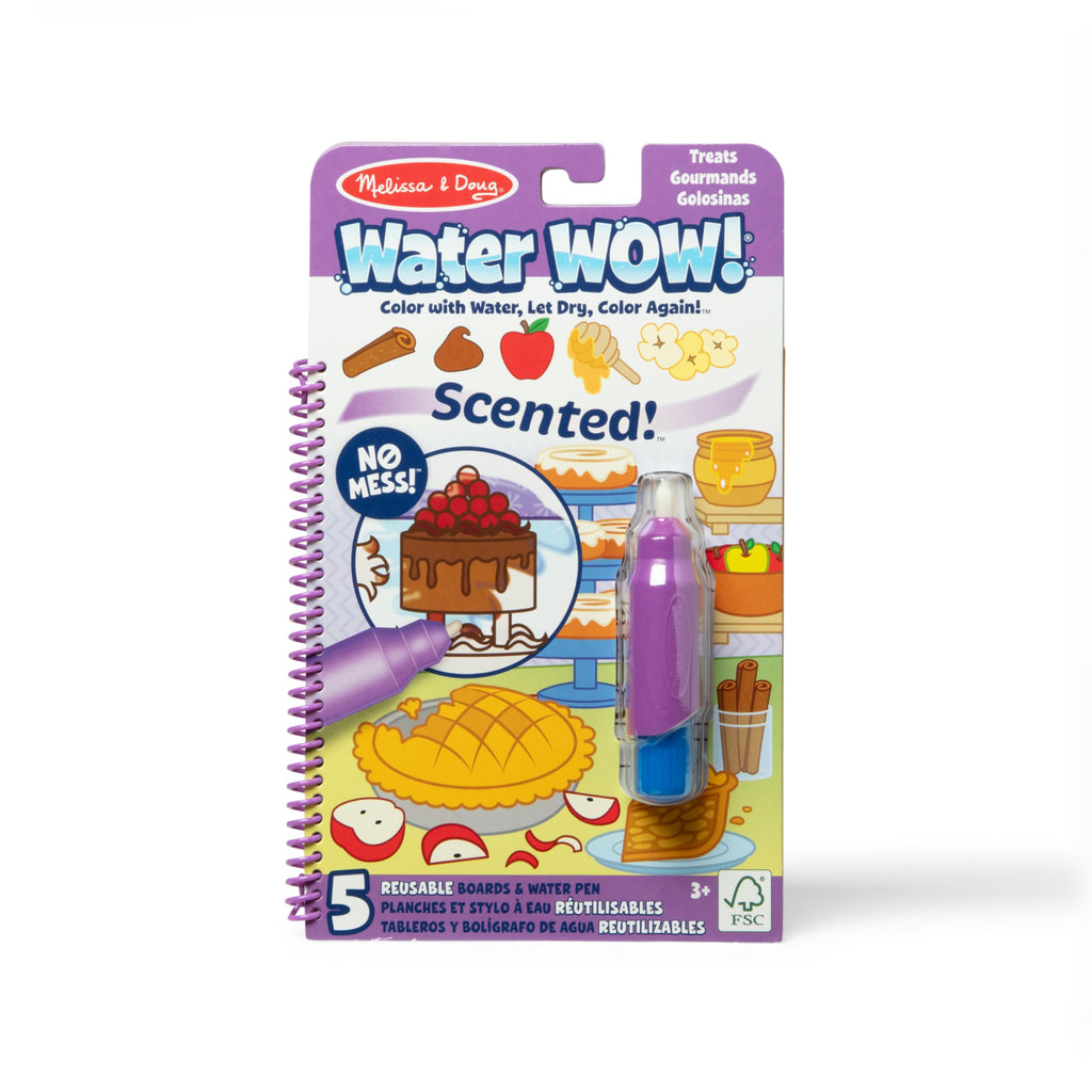 Melissa & Doug Scented Water Wow! Reusable Water-Reveal Coloring Activity Pad Travel Toy – Treats