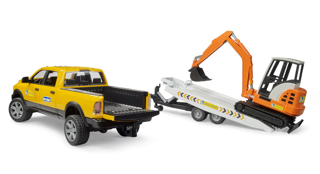 Bruder Ram Rental Service with Trailer and Mini Excavator