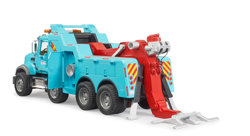 Bruder Mack Granite Heavy Rescue Wrecker Tow Truck with Light & Sound Module | Realistic Recovery Vehicle Toy for Indoor & Outdoor Play