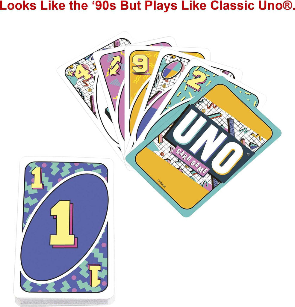 Mattel Games UNO Iconic Series 1990s Matching Card Game Featuring Decade-Themed Design, 112 Cards for Collectors, Teen & Adult Game Night, Ages 7 Years & Older