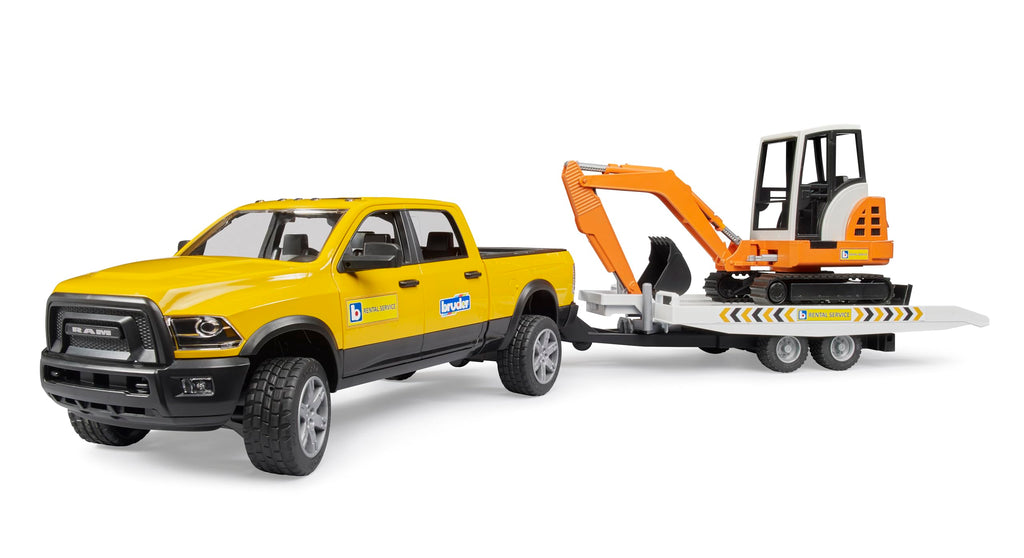 Bruder Ram Rental Service with Trailer and Mini Excavator