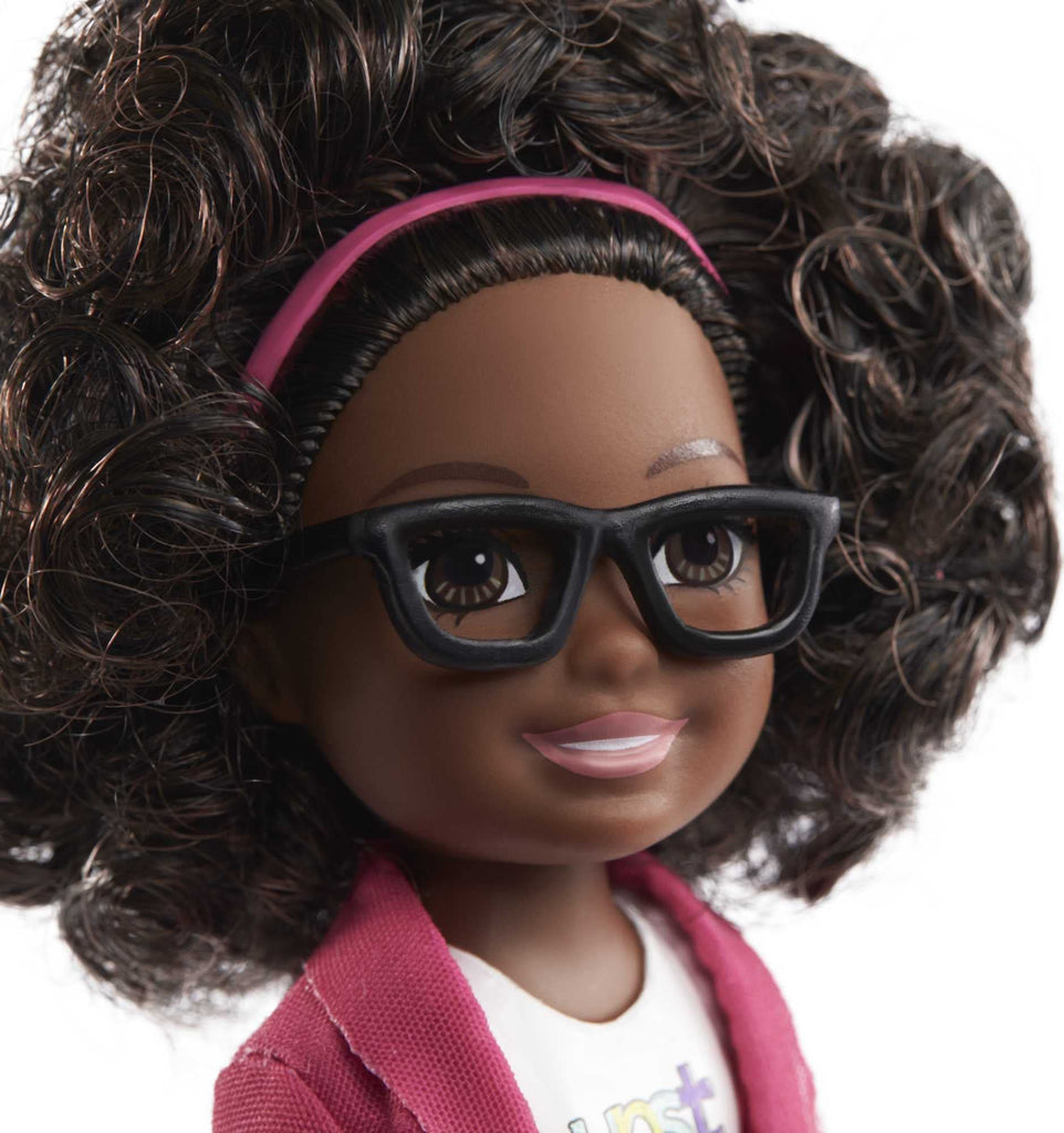 Barbie Chelsea Can Be Anything Doll & Playset, Brunette Boss Small Doll with Curly Hair, Outfit & 7 Career Accessories