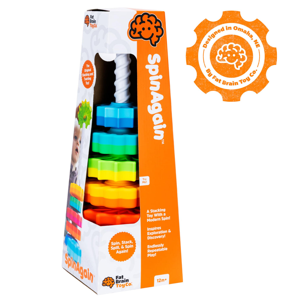 Fat Brain Toys SpinAgain, Baby Stacking & Spinning Toys for Toddlers Ages 1+