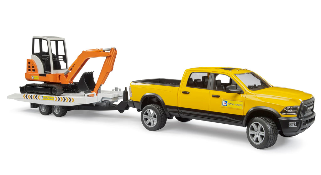 Bruder Ram Rental Service with Trailer and Mini Excavator