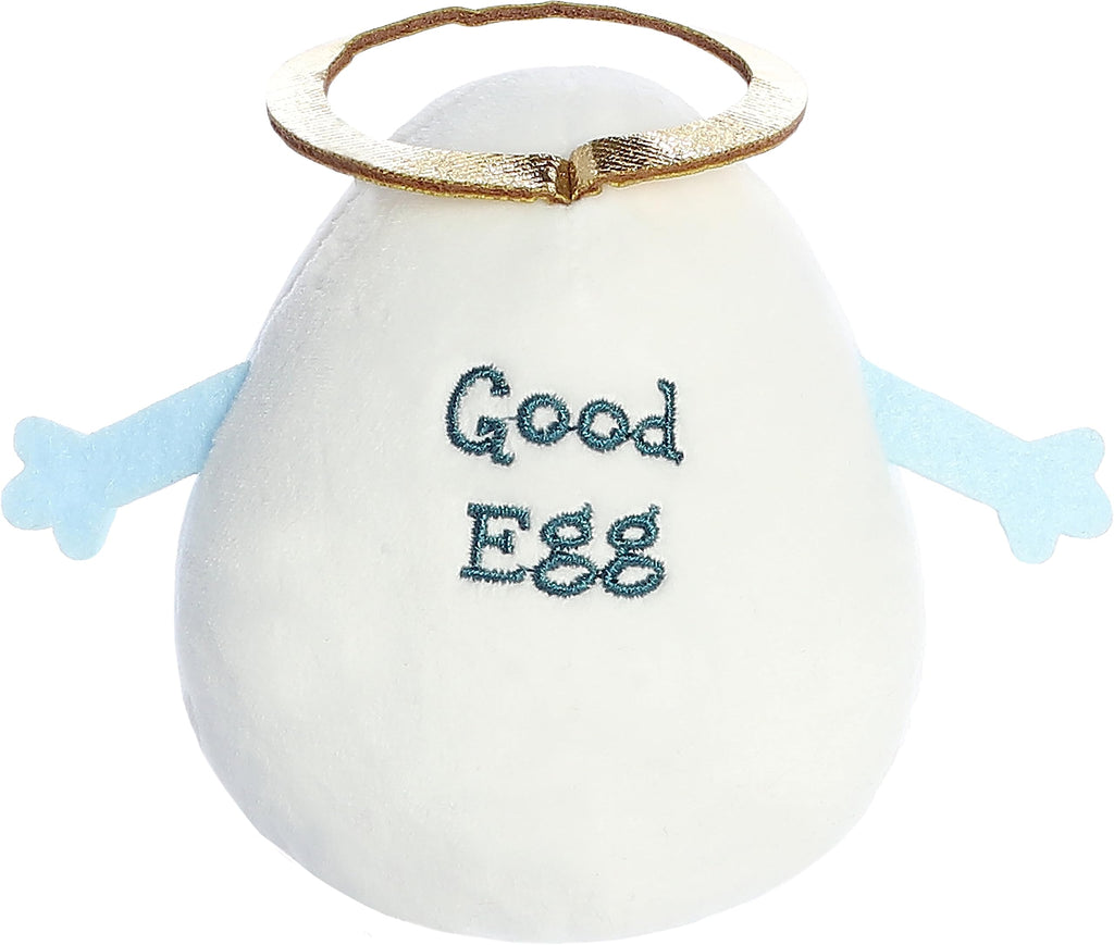 Aurora® Punny Eggspressions™ Good Egg Stuffed Animal - Humorous Wordplay - Playful Expression - White 3.5 Inches