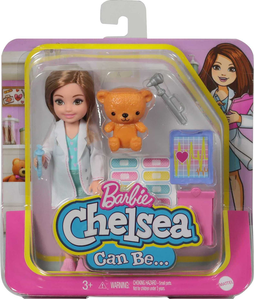 Barbie Doll & Playset with Brunette Chelsea Can Be Doctor Doll & Accessories Including Clipboard, Medical Tools & Bandage Stickers