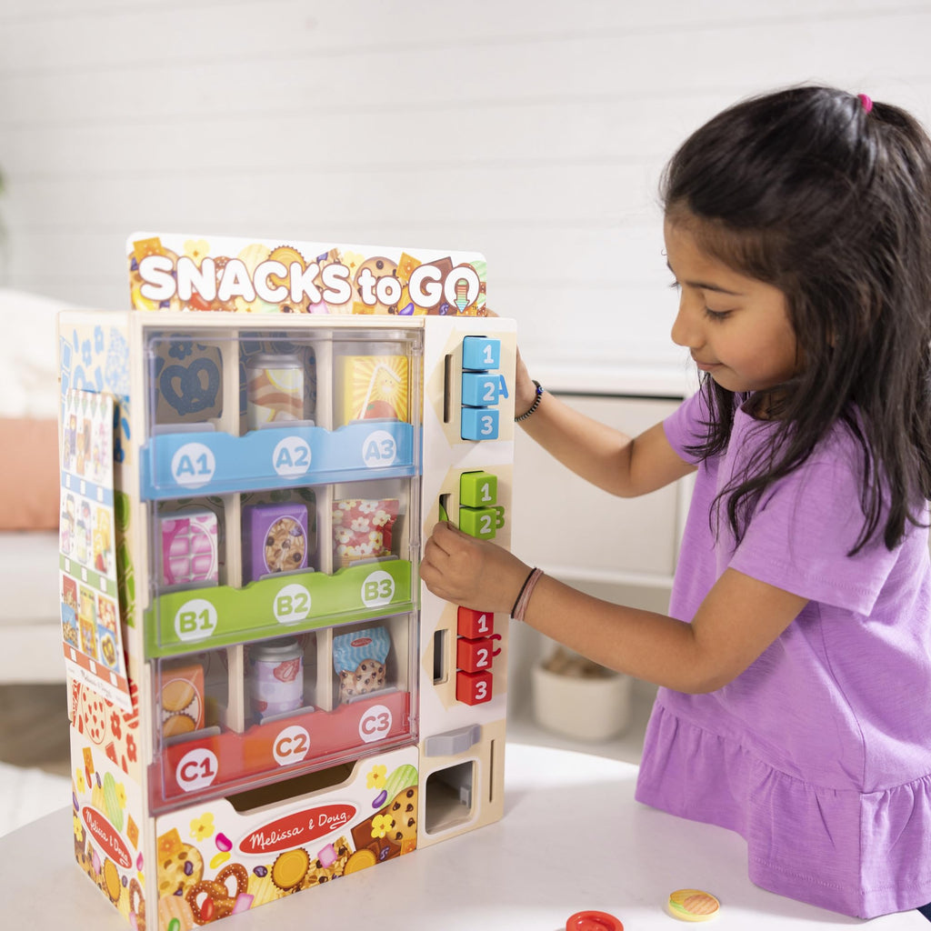 Melissa & Doug Sort, Stock, Select Wooden Vending Machine Play Set, Wooden Toy Play Food for Boys and for Girls 3+