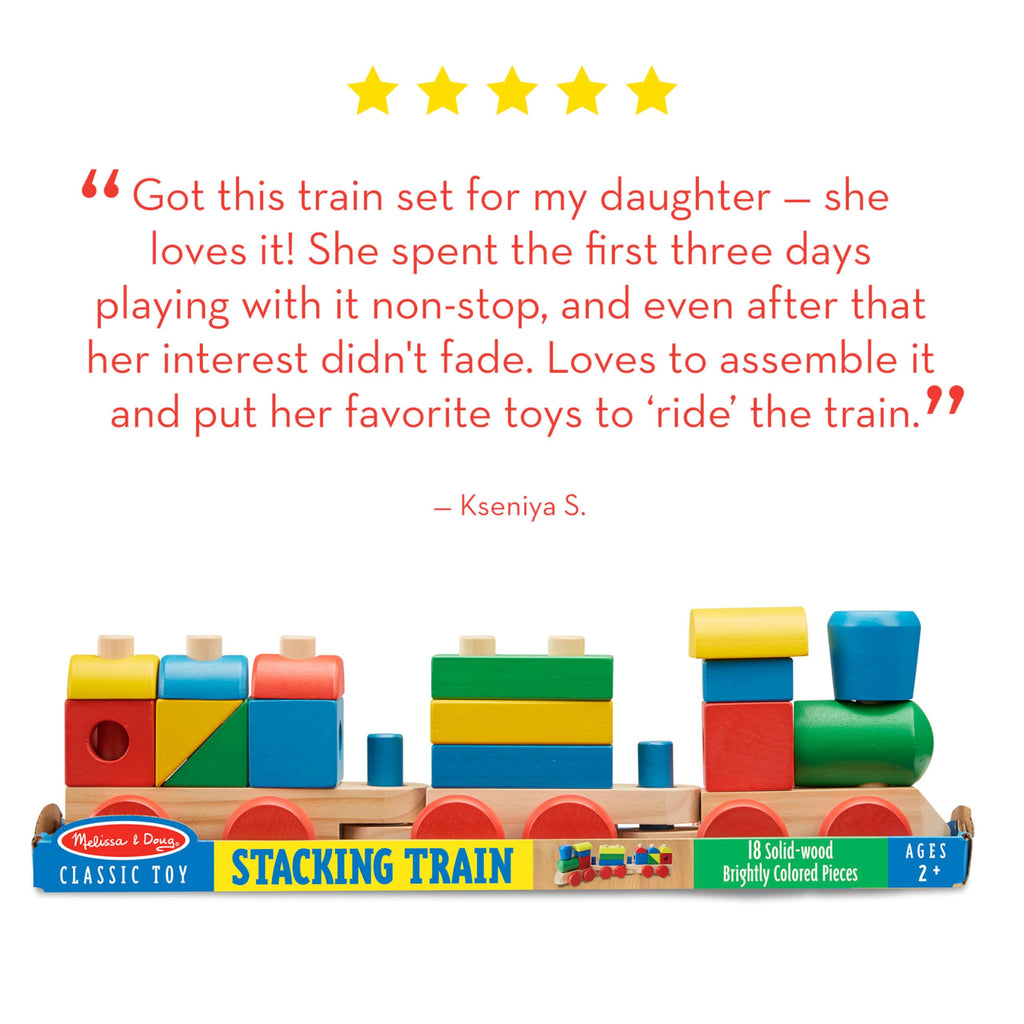 Melissa & Doug Stacking Train - Classic Wooden Toddler Toy (18 pcs)