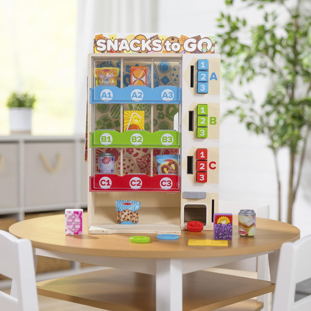 Melissa & Doug Sort, Stock, Select Wooden Vending Machine Play Set, Wooden Toy Play Food for Boys and for Girls 3+
