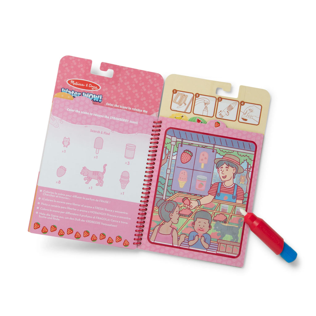 Melissa & Doug Scented Water Wow! Reusable Water-Reveal Coloring Activity Pad Travel Toy – Fruit