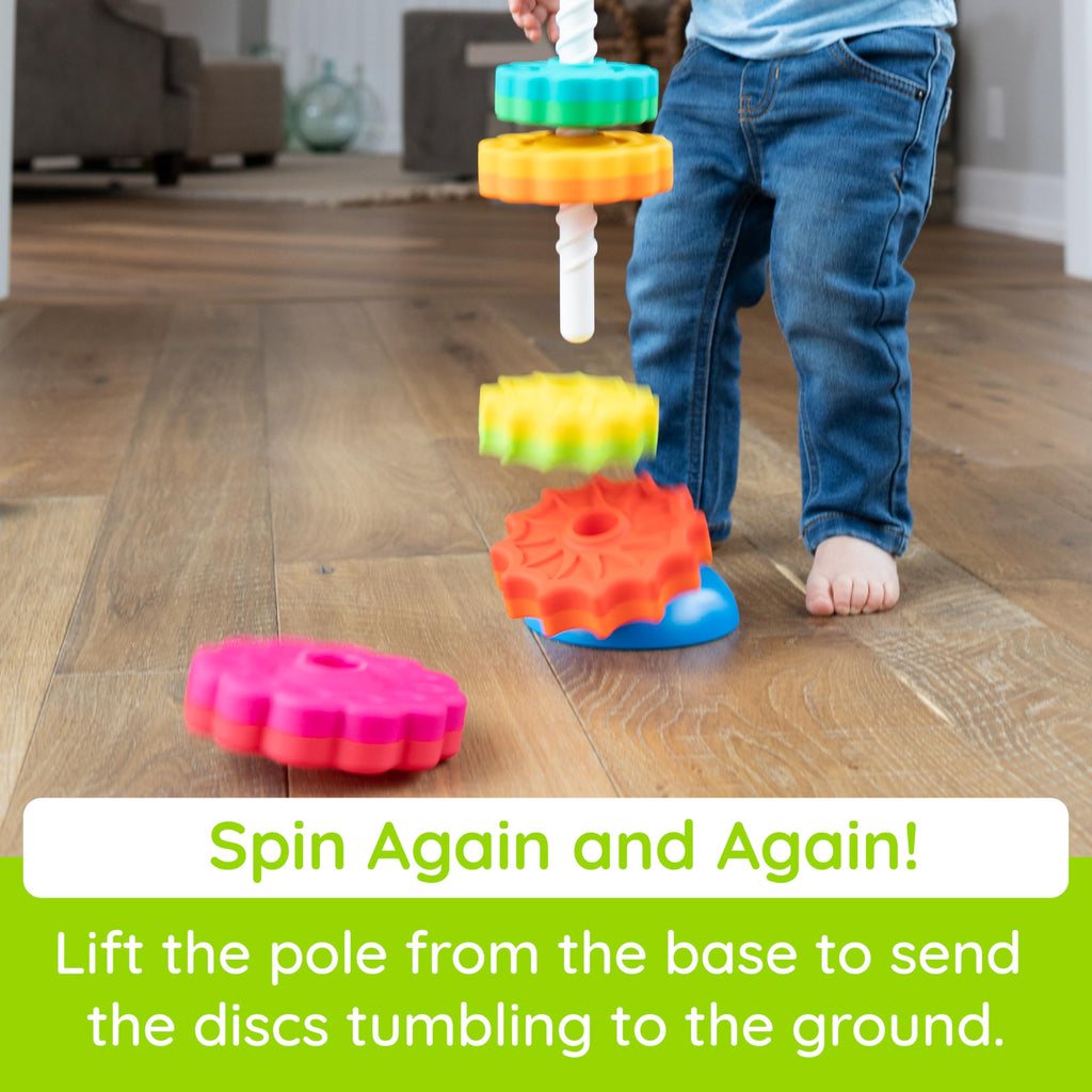 Fat Brain Toys SpinAgain, Baby Stacking & Spinning Toys for Toddlers Ages 1+