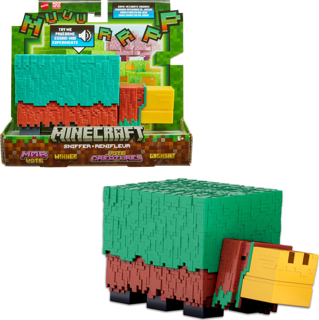 Mattel Minecraft Sniffer Action Figure, 3.25-inch Scale with Game-Accurate Sounds & Pixelated Design