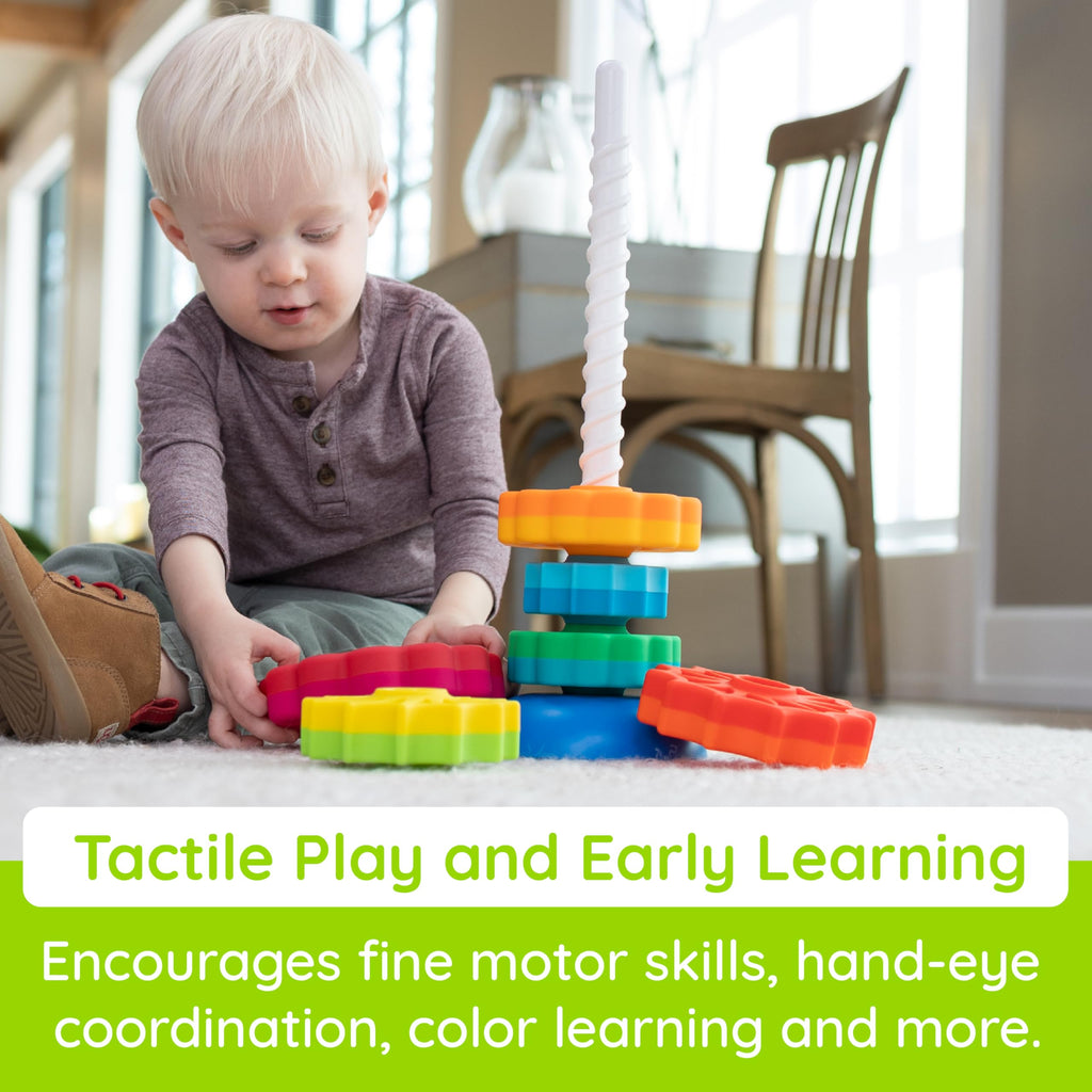 Fat Brain Toys SpinAgain, Baby Stacking & Spinning Toys for Toddlers Ages 1+