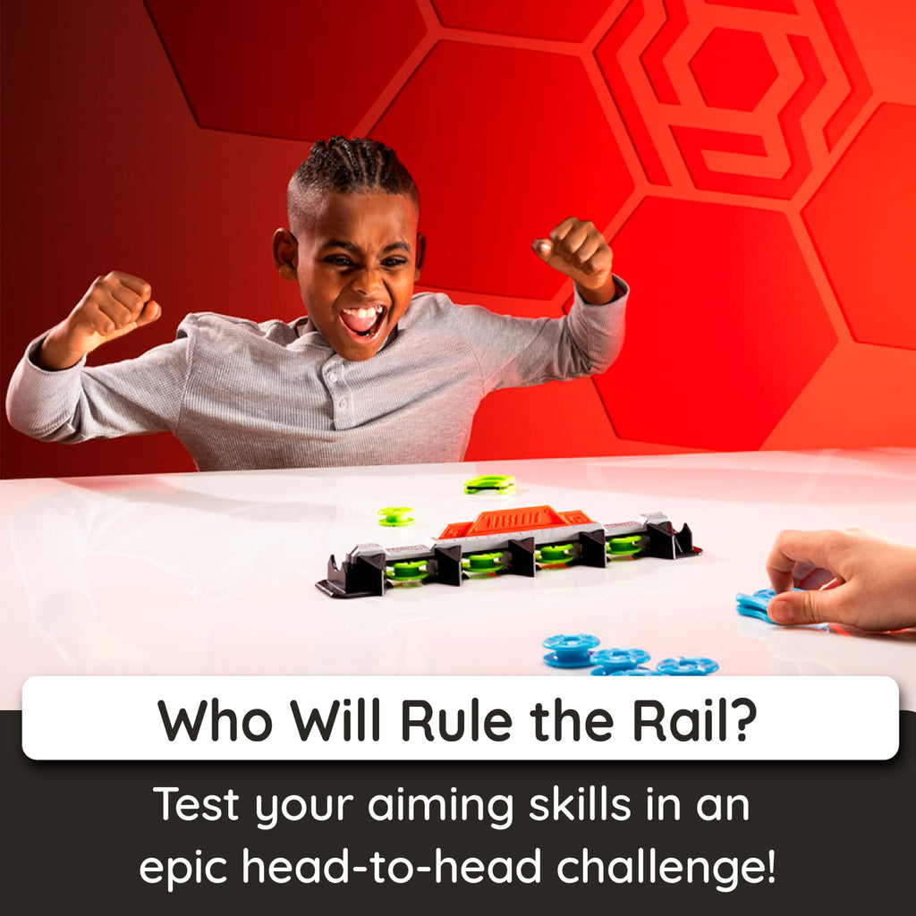 Fat Brain Toys Magshuto Knockout Rail, Magnetic Trick Shot System, Unique 2 Player Magnet Launching Game for Kids and Tweens Ages 6 and Up