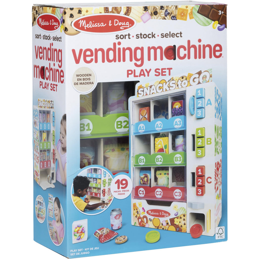 Melissa & Doug Sort, Stock, Select Wooden Vending Machine Play Set, Wooden Toy Play Food for Boys and for Girls 3+