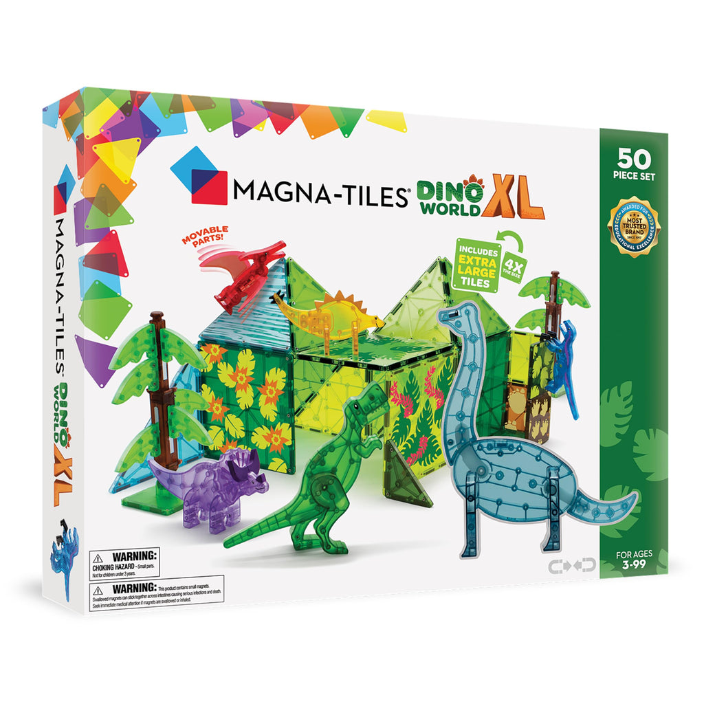 MAGNA-TILES Dino World XL 50-Piece Magnetic Construction Set, The ORIGINAL Magnetic Building Brand