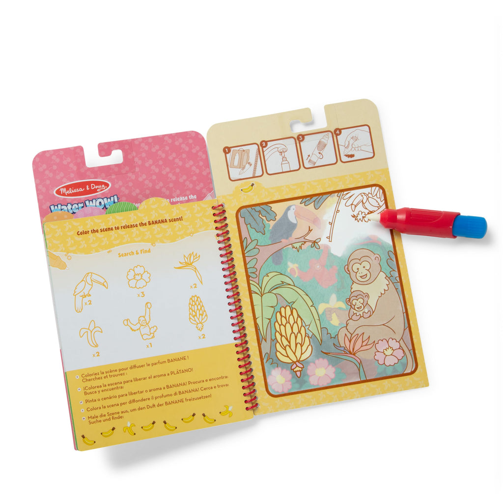 Melissa & Doug Scented Water Wow! Reusable Water-Reveal Coloring Activity Pad Travel Toy – Fruit